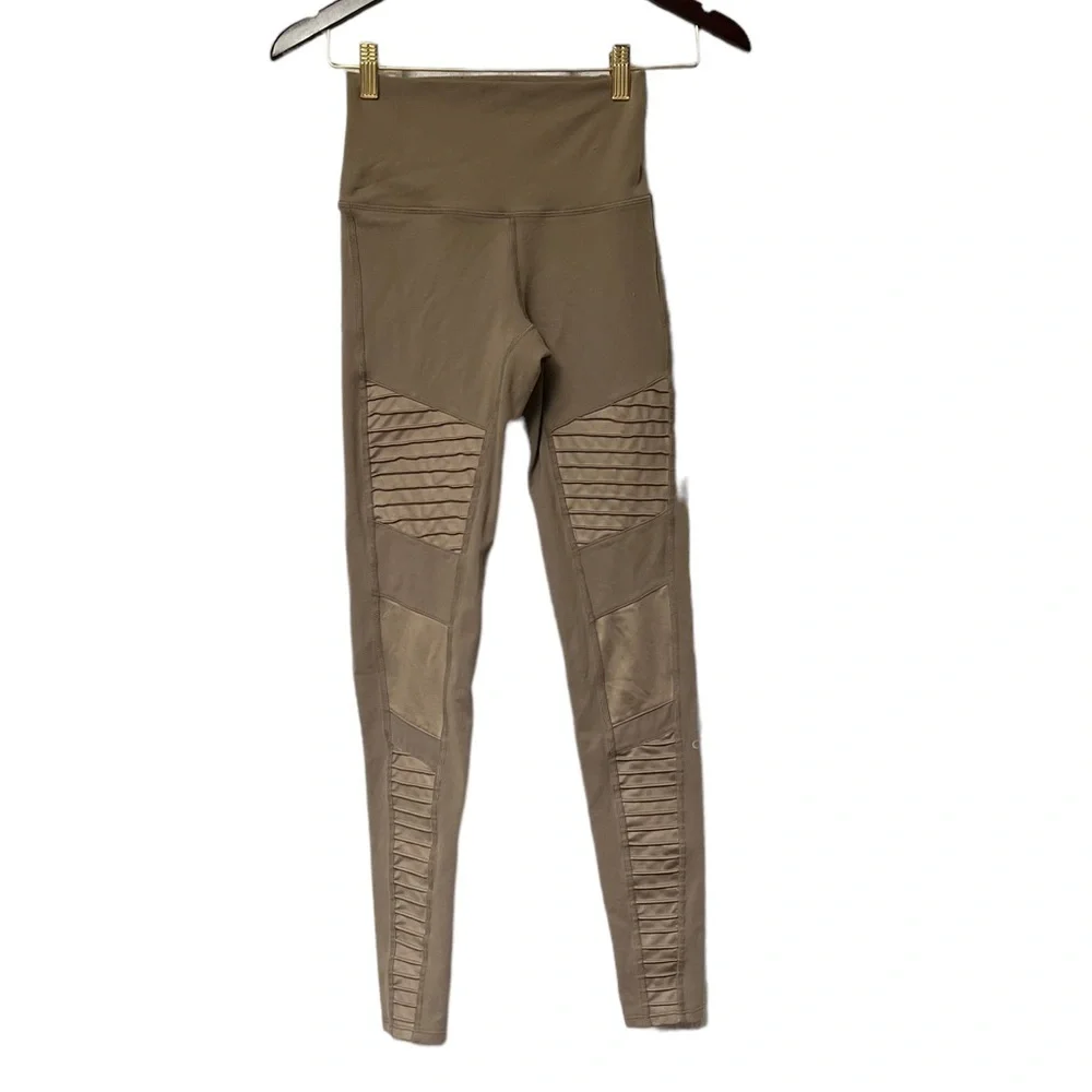 ALO Yoga Moto Tan High Waisted Leggings